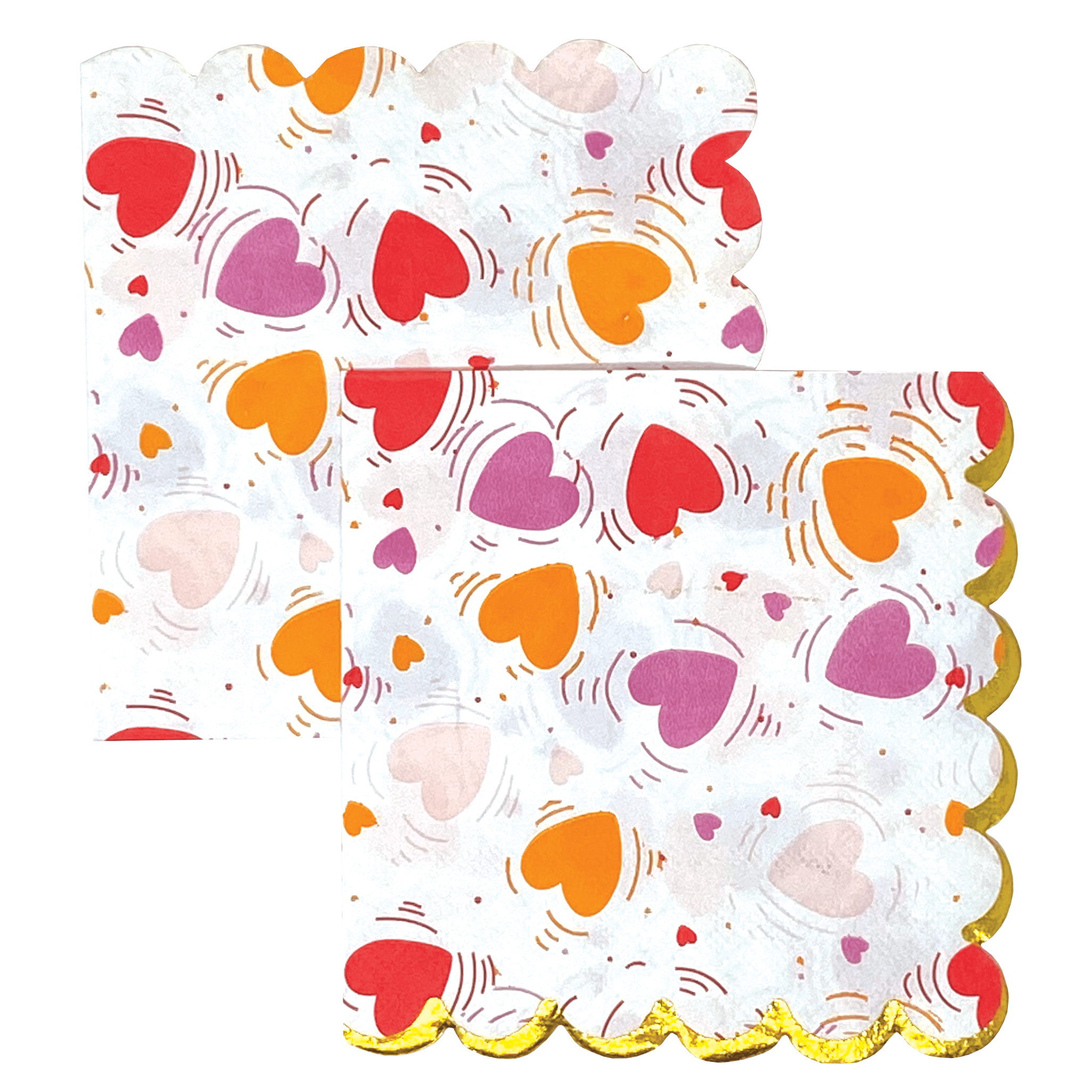 Party Partners heart-shaped napkins featuring red and white paper with decorative heart patterns for celebrations.
